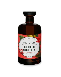 Herber Hibiskus, alkoholfreier Aperitif von Dr. Jaglas, Ansicht Flasche