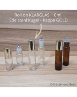 ROLL ON KLARGLAS, Kappe GOLD, Edelstahl-Kugel, 10ml